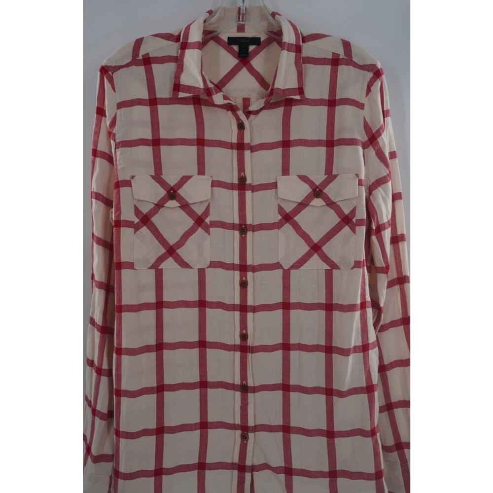 J.Crew "Boy" Fit Button-Down Preppy Classicore Shirt in Plaid Vintage Red Sz 12